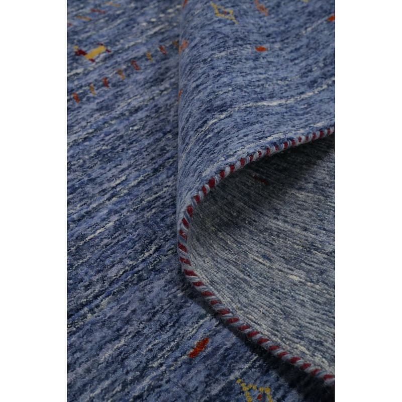 Hand Knotted Oriental 100% Wool Carpet Tribal Animal Pictorial Navy Blue & Blues Gabbeh Area Rug - 9' 10'' X 9' 9''