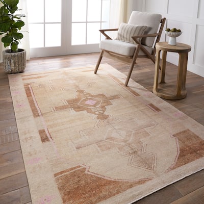 Kagne Medallion Tan/Pink Rug