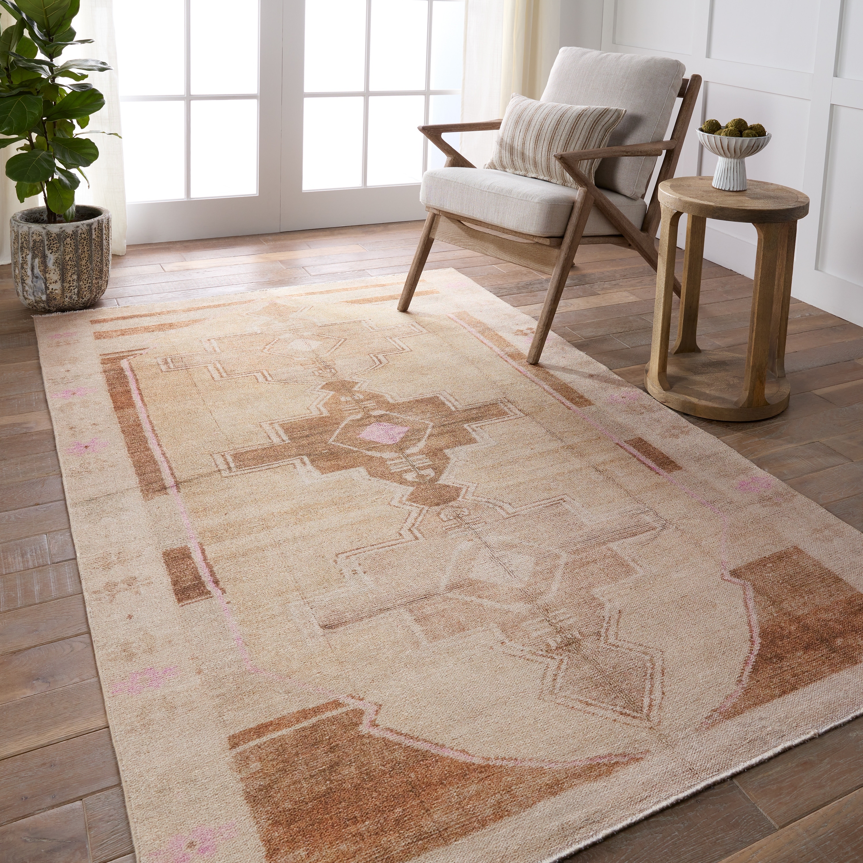 Kagne Medallion Tan/Pink Rug