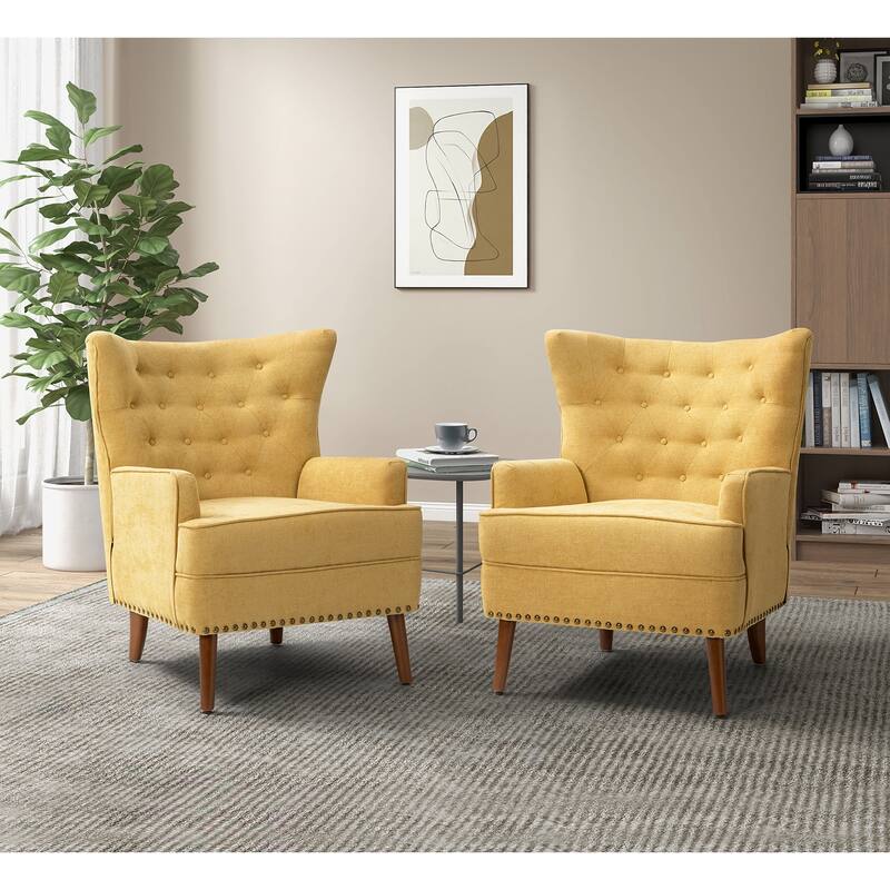 Alpheus Accent Armchair with Tufted Back Set of 2 by HULALA HOME