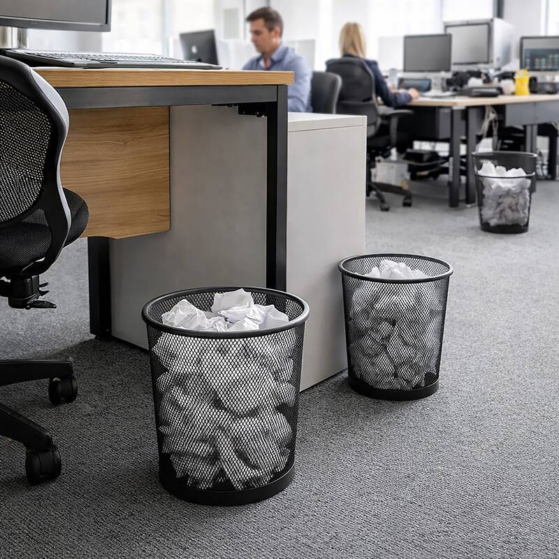 Creative Home 2.5 Gallon Black Steel Mesh Round Wastebasket