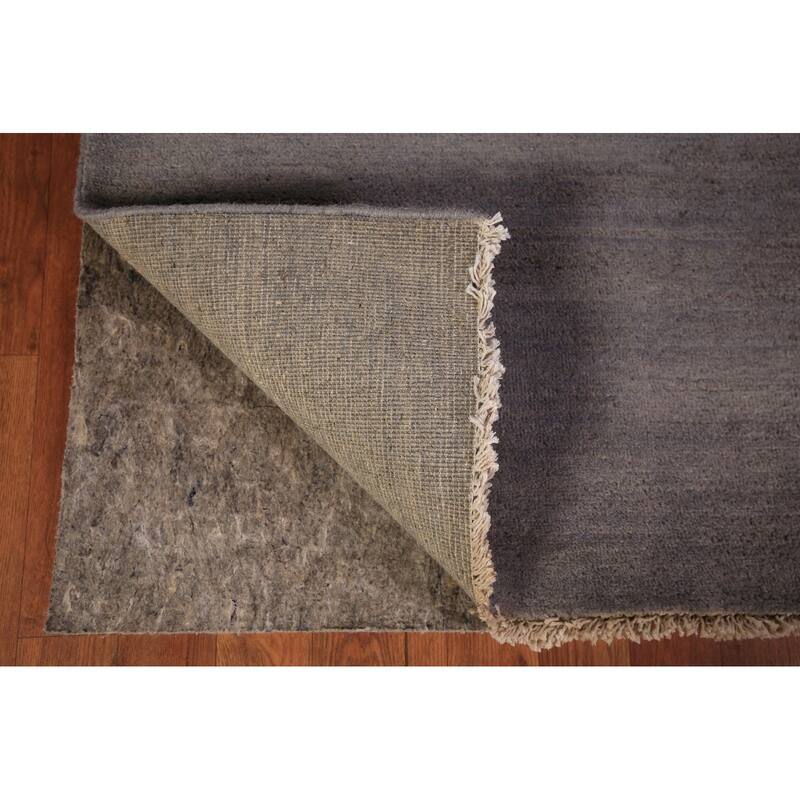 Modern Gray Gabbeh Oriental Foyer Rug Hand-Knotted Wool Carpet - 3'2" x 4'10"