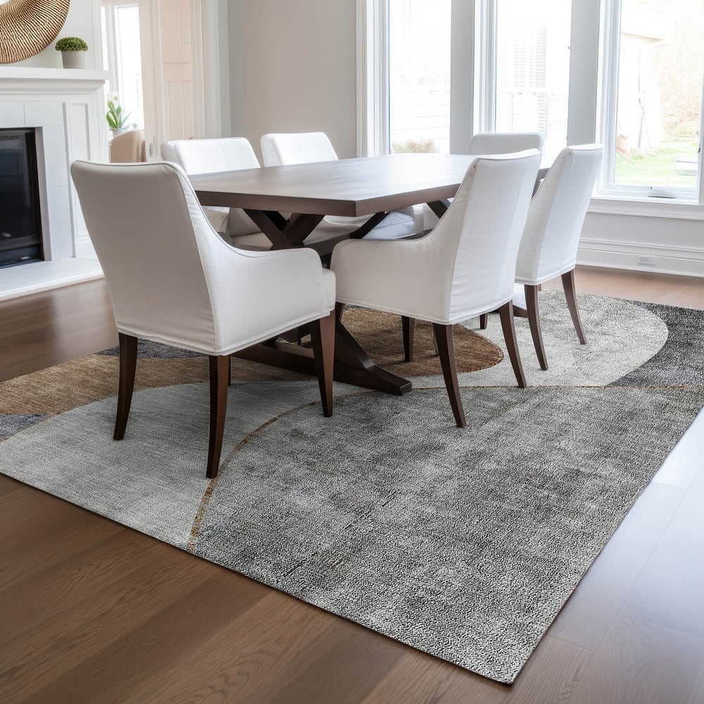 Machine Washable Indoor/ Outdoor Chantille Modern Abstract Rug