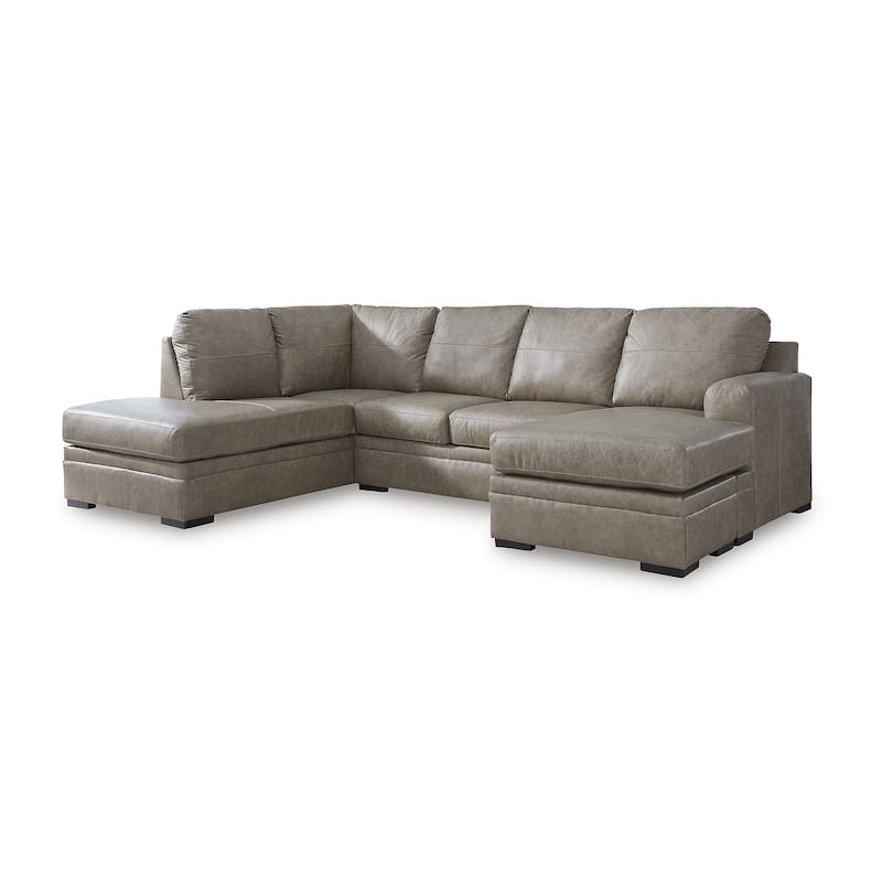 Signature Design by Ashley Amuleto Brown 2-Piece Sectional with Chaise - 124"W x 86"D x 40"H