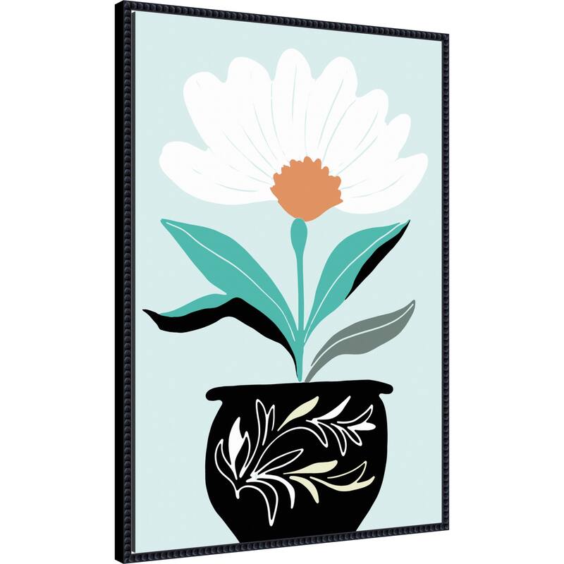 A Big Flower in a Black Vase by Casa Cartissi Framed Canvas Wall Art Print
