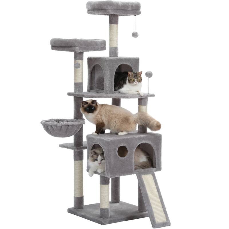 Cat Tree Tower Large Scratching Posts Tower for Bigger Cats - Grey
