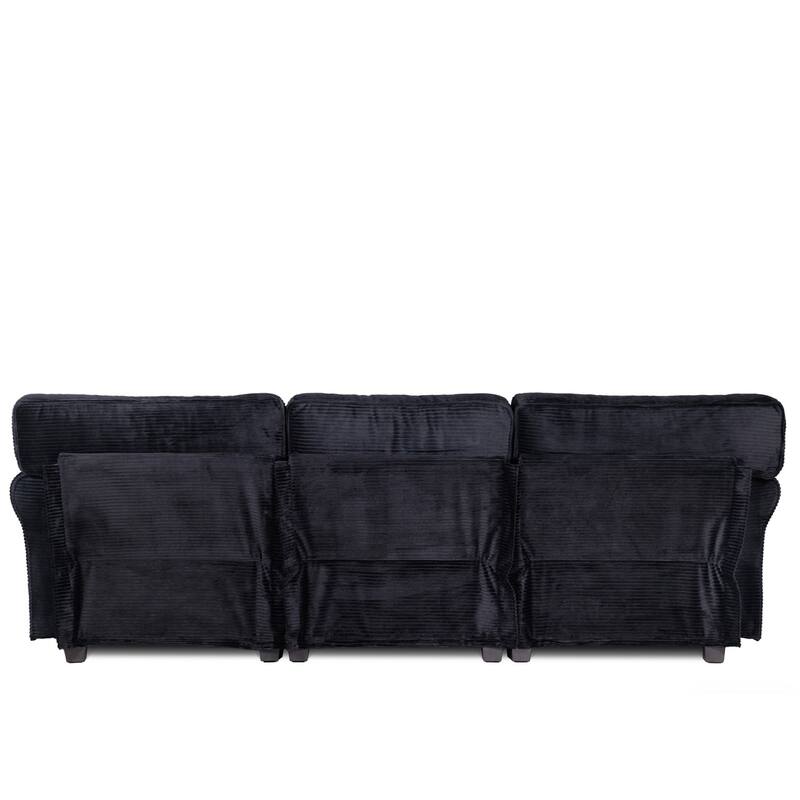 94.49" Corduroy Fabric 3-Seater Sectional Sofa