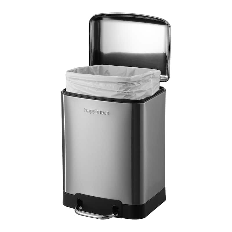 happimess Ashley Rectangular 8-Gallon Trash Can with Soft-Close Lid with FREE Mini Trash Can, Stainless Steel