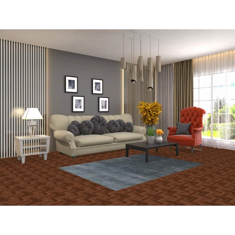Hand Knotted Oriental 100% Wool Carpet Tribal Animal Pictorial Greys & Charcoal Gabbeh Area Rug - 5' 9'' X 4' 0''