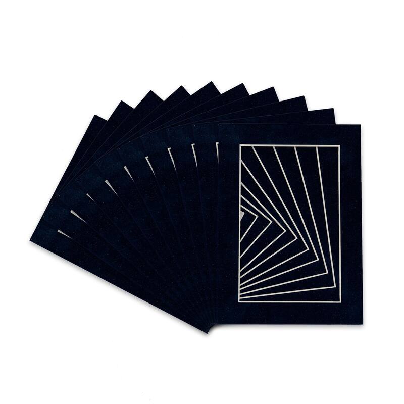 Pack of TEN 9x12 Mats Bevel Cut for 7x10 Photos Acid Free Navy Suede Precut Matboards For