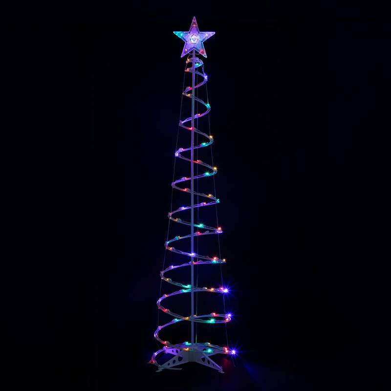 Set of 3 LED Lighted Multi-Color Outdoor Spiral Christmas Cone Trees 3' 4' and 6'