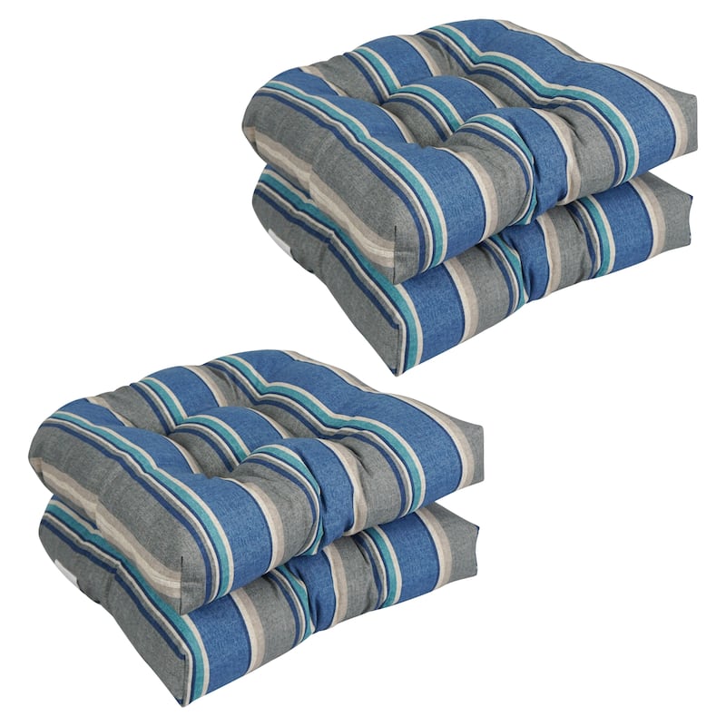 19-inch Rounded Back Indoor/Outdoor Chair Cushions (Set of 4) - 19" x 19" - Sovaro Denim