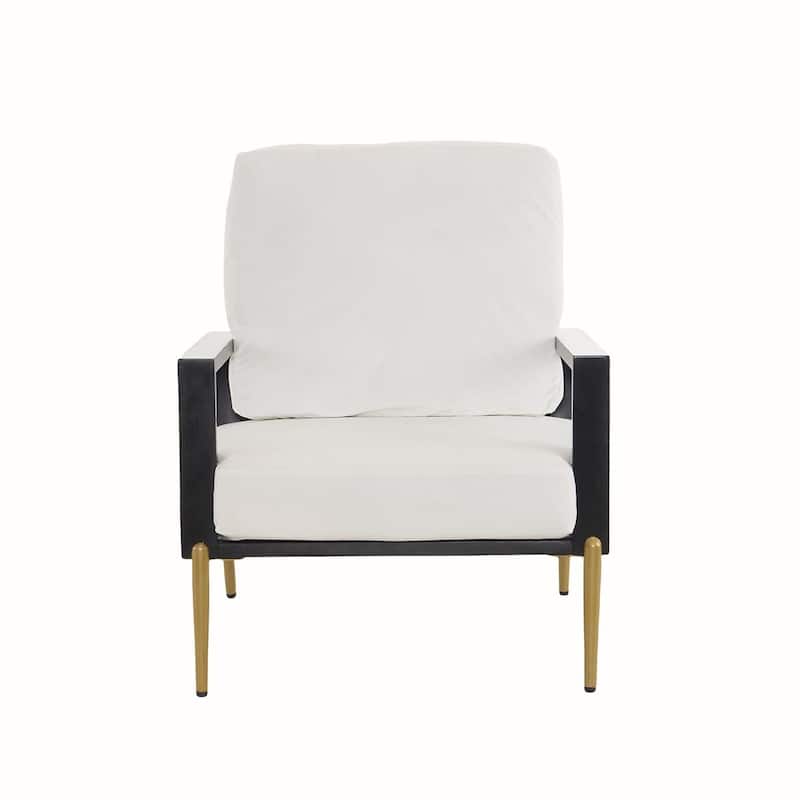 Low Back Accent Armchair with Gold Metal Legs