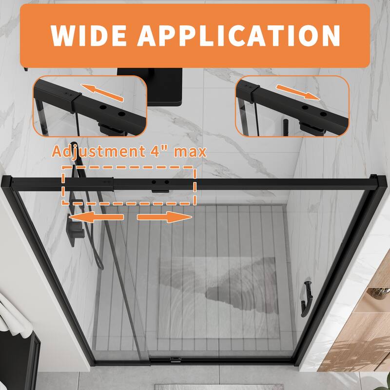 Modland 38-42"x71'' Adjustable Pivot Shower Door - Auto-Lift Hinge, Magnetic Seal, 5 Finishes for Uneven Walls - 42''x 71''