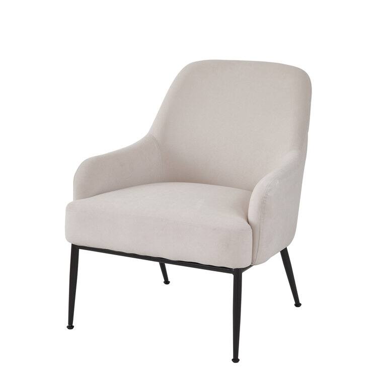 Luxury and Elegance Velvet Armchair Solid and Engineered Wood with Black Metal Legs Dense Foam and Heavy Webbing