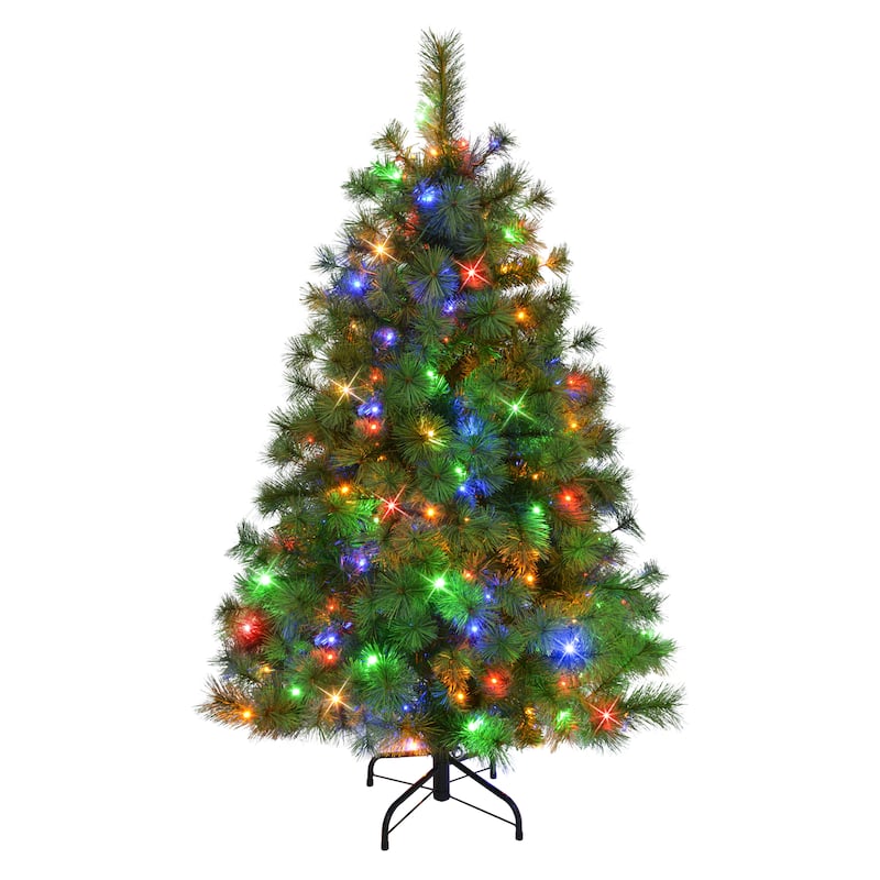 Puleo International 4.5' Pre-Lit Artificial Colorado Pine Christmas Tree with 150 Dual Function LED Lights