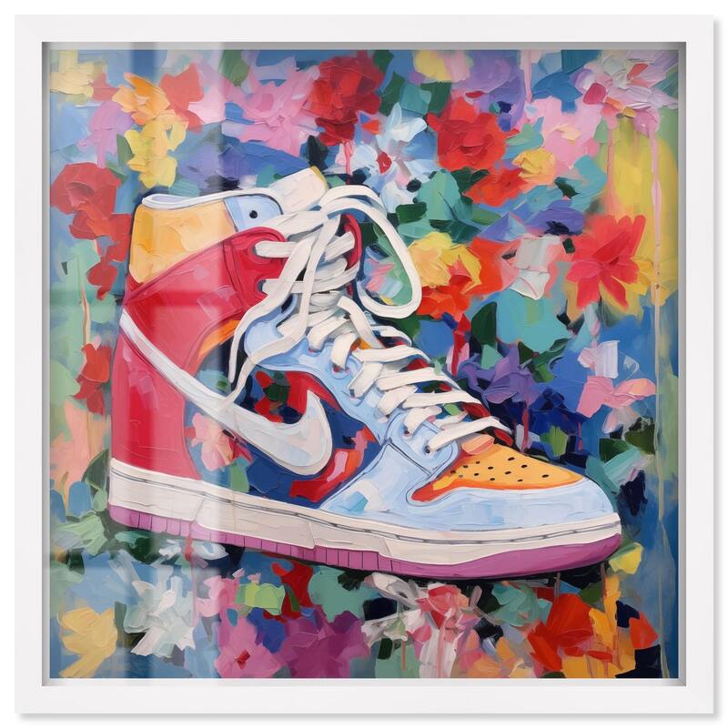 Whimsical Sneaker Shadowbox by Art Remedy - White - 12" x 12"