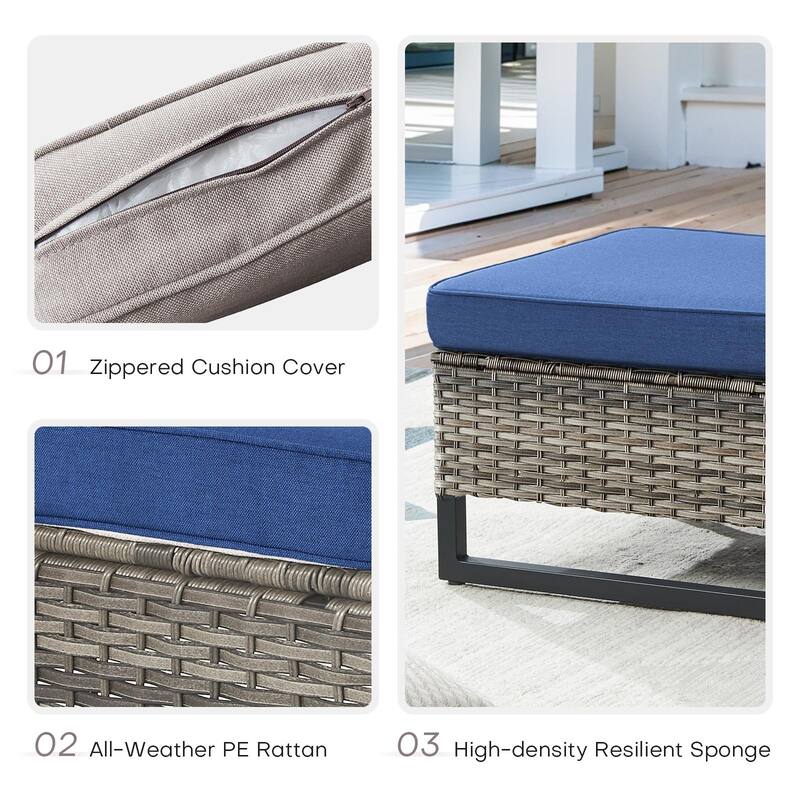 Outdoor Patio Chairs with Ottomans,Side Table