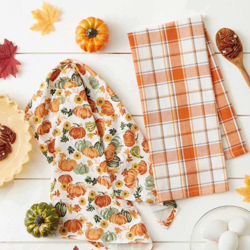 Autumn Pumpkins Printed Dishtowel (Set of 2)