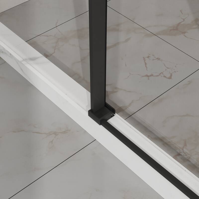 60" W x 72" H Sliding Shower Door, Frameless Sleek Glass Shower Door, 1/4" (6mm) Thick Tempered Clear Glass