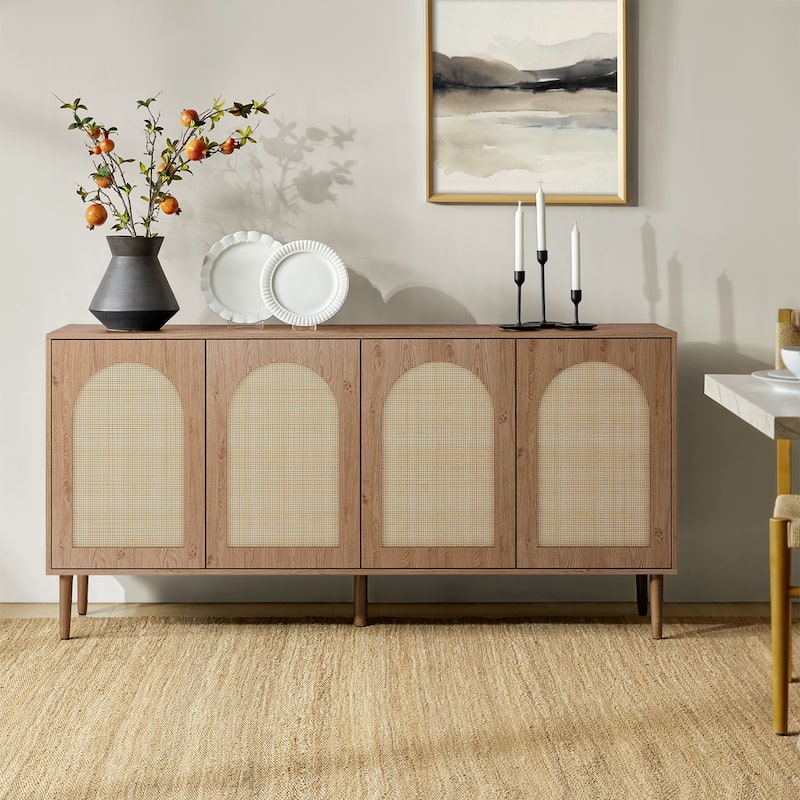 Uirico Multifunctional Buffet Sideboard Cabinet with Rattan Design by HULALA HOME - OAK