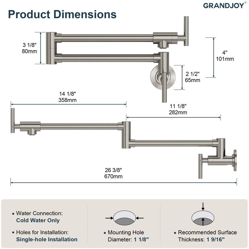 GRANDJOY Single Handle Pull Down Kitchen Faucet with Spot Resistant Finish