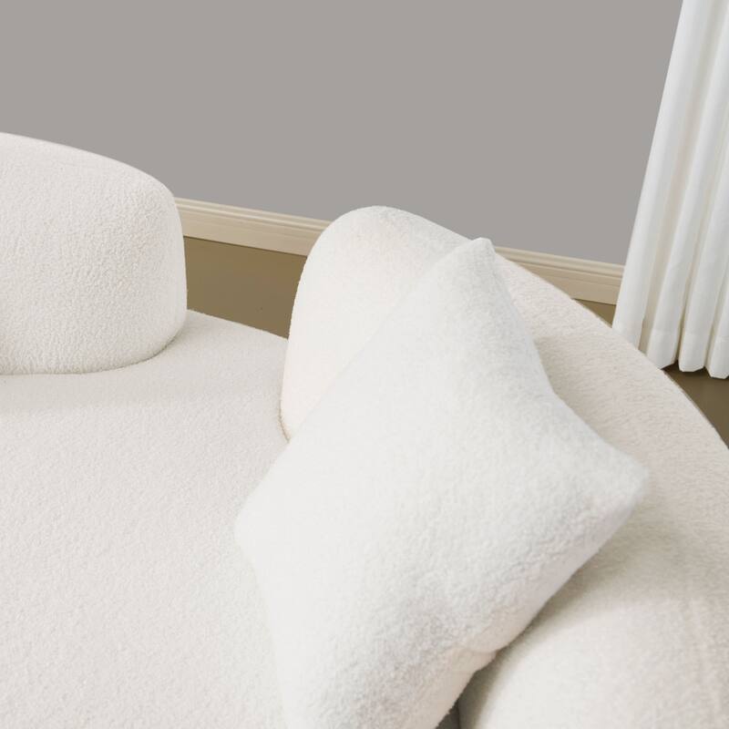 Curved Loveseat Sofa with 2 Pillows, Full Compression Sponge Boneless Floor Couch, Teddy Velvet Upholstered Cloud Couch