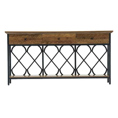 70.86-Inch Console Sofa Table, Entryway Table with 3 Storage Drawers