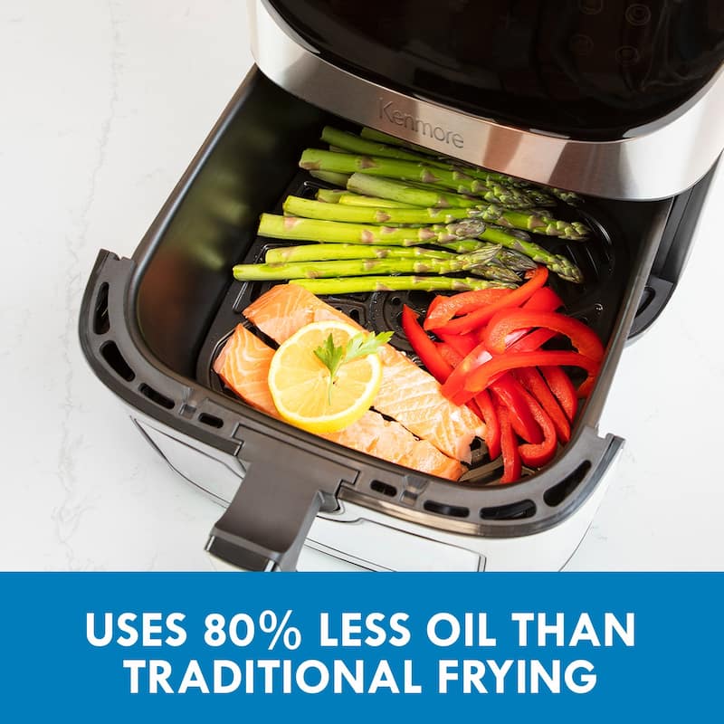 Kenmore 8 Qt Digital Air Fryer, 12 Cooking Presets, Stainless Steel