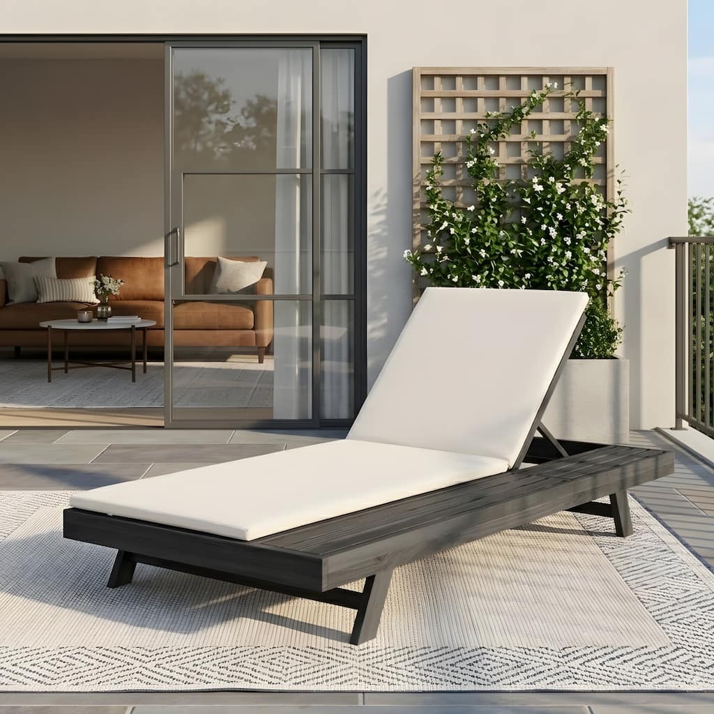 Lounge Chair Set with Open-Sided Design Black Lacquered Locust Wood Frame with Waterproof Cushions