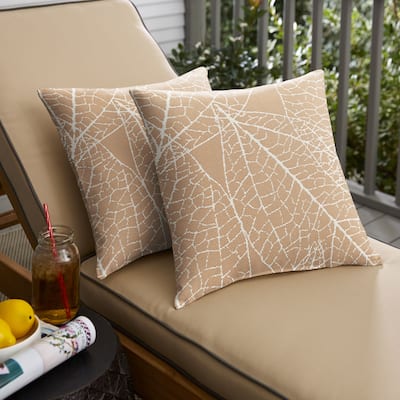 Sorra Home Outdura Laurel Sorbet Indoor/Outdoor Knife Edge Square Pillows (Set of 2)