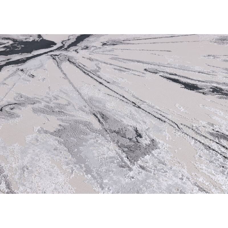 Nevada Collection Abstract Burst Black and Grey Rug