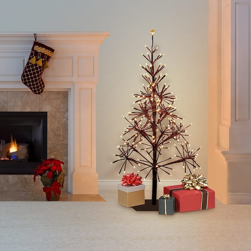 Alpine Corporation 53"H Indoor/Outdoor Artificial Christmas Tree with LED Lights