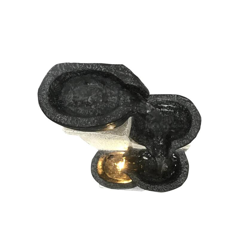 LED Lighted Cascading 4-Tier Stacking Bowl Tabletop Fountain - 11"