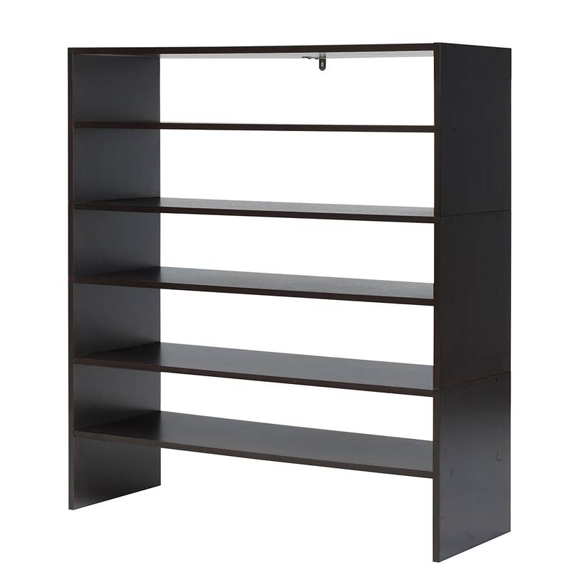 3 in 1 Shoe Rack 3 PCS 2 Tier Shoe Organizer Wood Storage Shelves - Brown