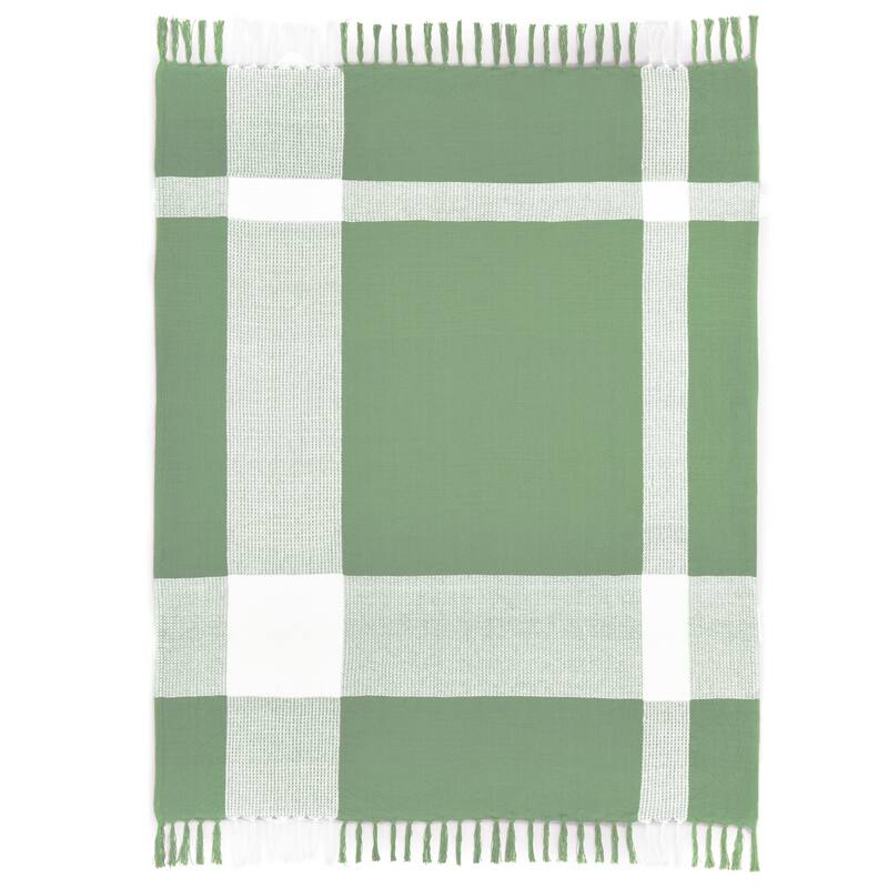Sevita Hand-Woven Plaid Standard Size Throw Blanket - Green