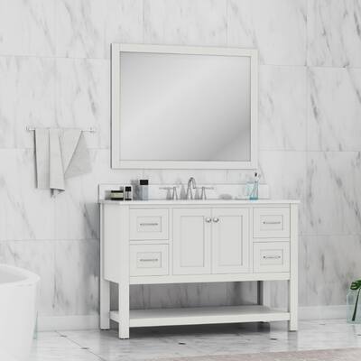 Alya Bath Wilmington 48 Bathroom Vanity White with Marble Top