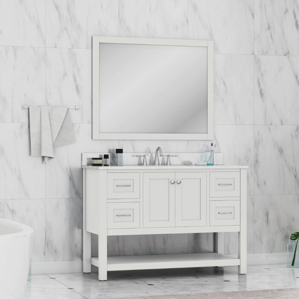 Alya Bath Wilmington 48 Bathroom Vanity White with Marble Top