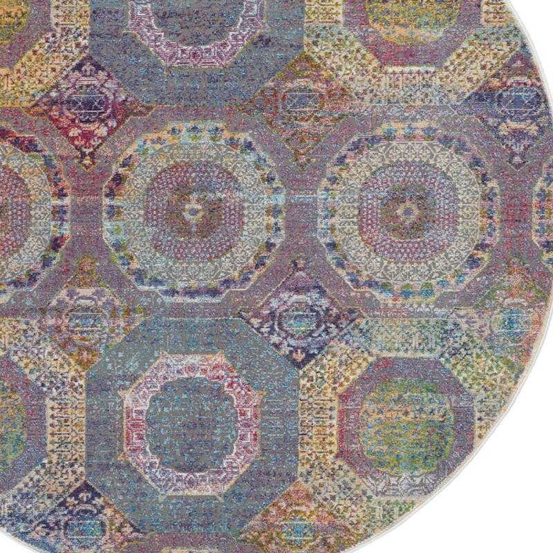 Hodis Power Loomed Distressed Geometric Modern Non Skid Area Rug By HomeRoots - 72' X '72' X '0.5