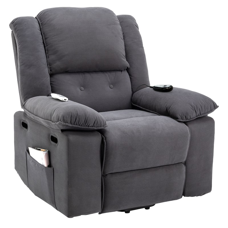 Power Lift Recliner Chair with Massage & Heating Function, Ergonomic Single Lounge Sofa, Recliner Chair with Side Pockets