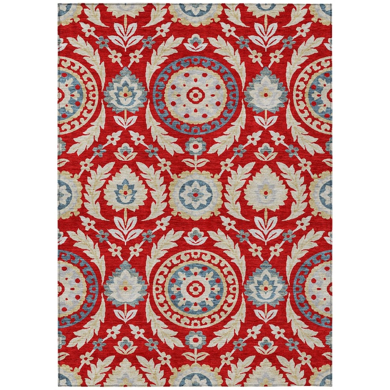 Machine Washable Indoor/ Outdoor Chantille Suzani Boho Rug