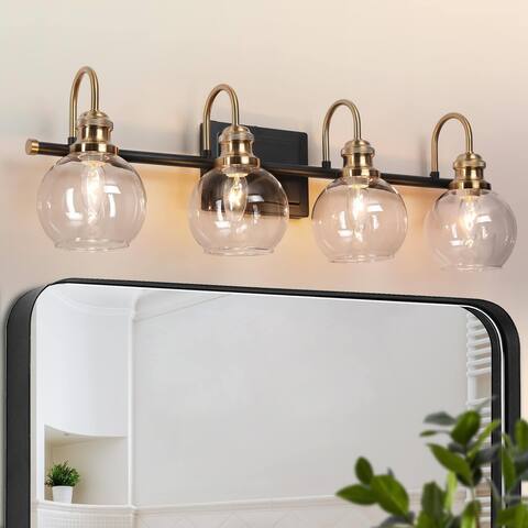 Modern Black Gold 2/3/4 Lights Bathroom Vanity Lights Globe Wall Sconce Lighting