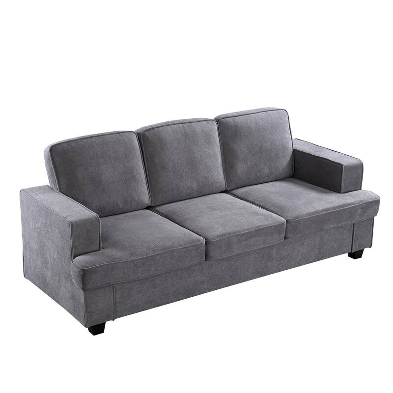 Comfortable 3 Seater Grey Velvet Sofa for Home, Apartment, Office