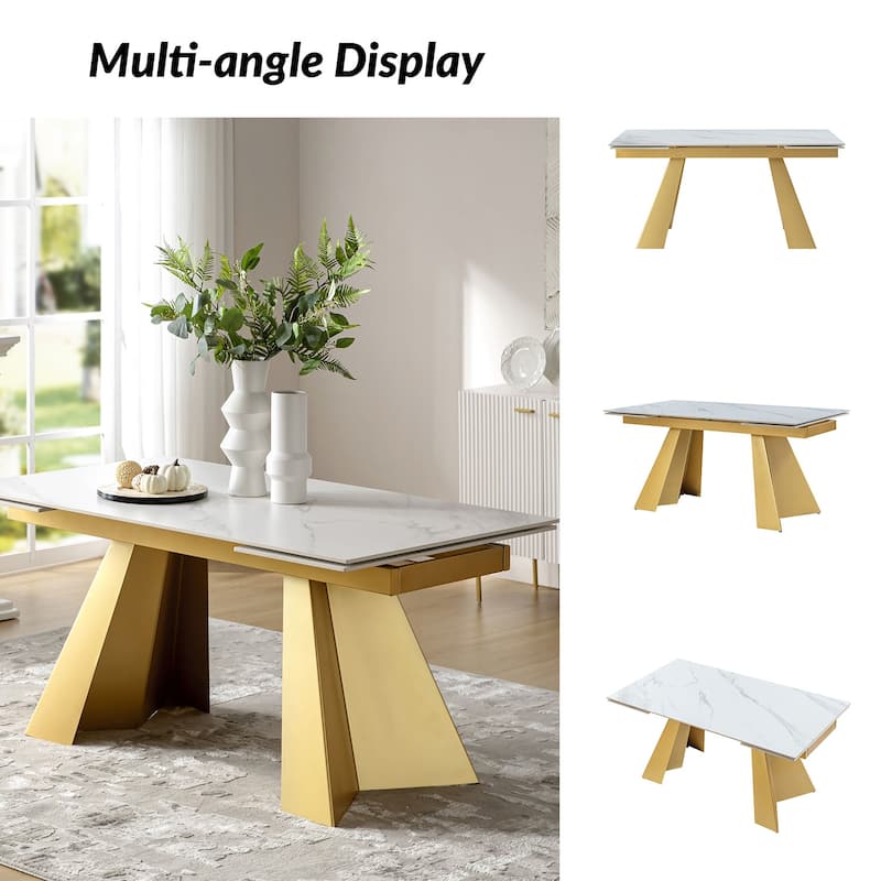 Noah 94" Mordern Extendable Dining Table with Metal Base by HULALA HOME