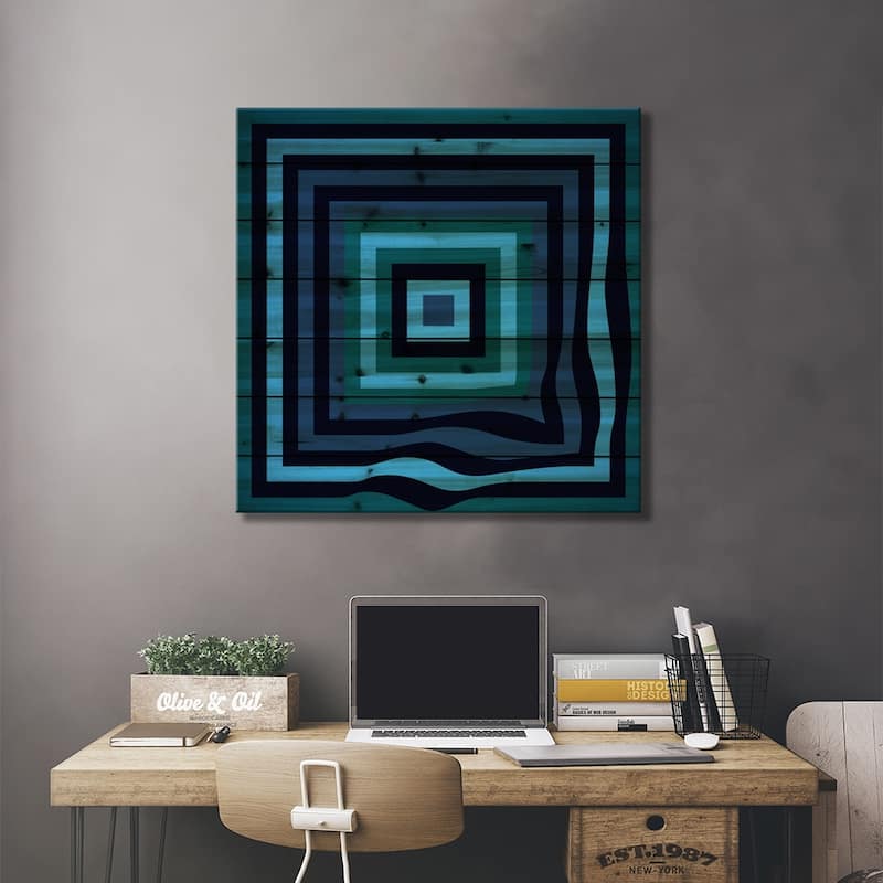 Blue Ripple Print On Wood by Greg Mably - Multi-Color