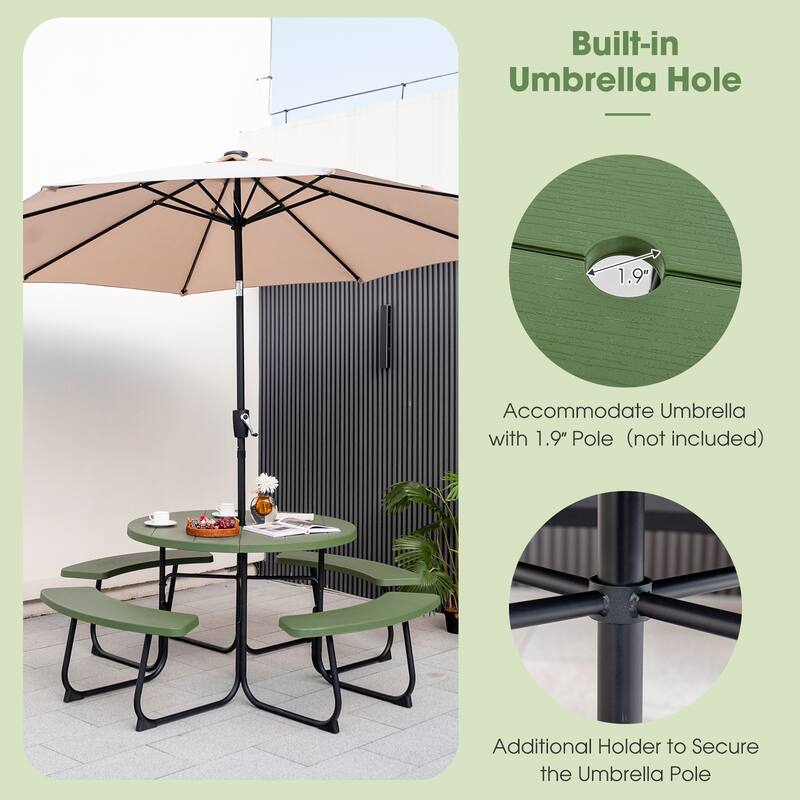 Gymax Outdoor Picnic Table Portable Picnic Table Bench w/ 4 Benches &