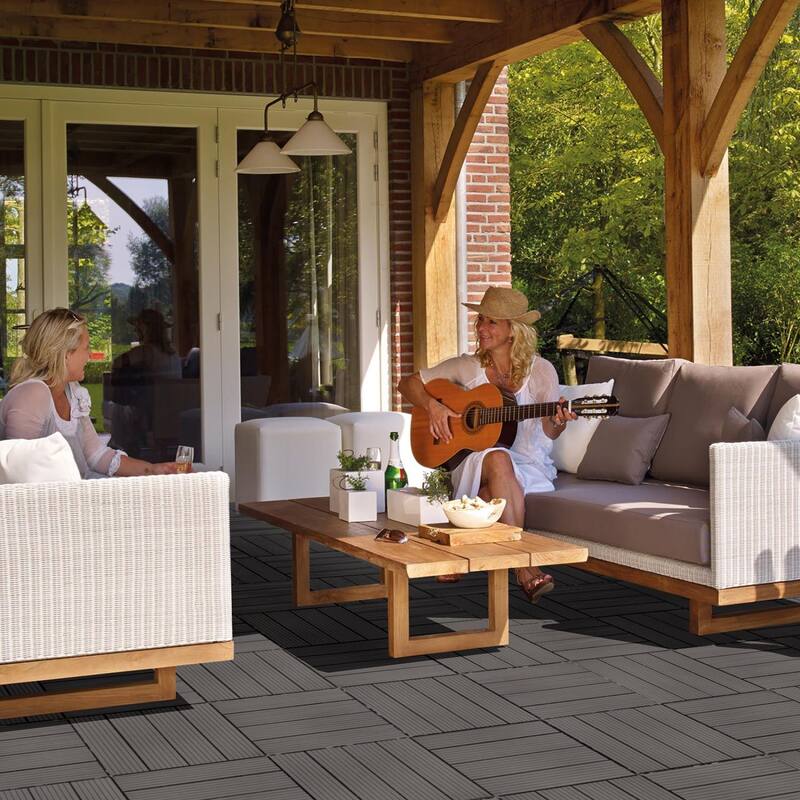 11.8" x 11.8" square wood-plastic composite deck tiles