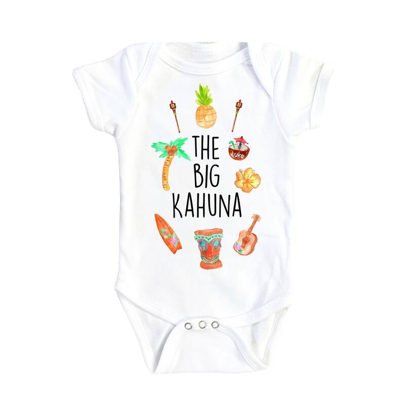 Hawaii Big Kahuna - Baby Boy Girl Clothes Infant Bodysuit Funny Cute Newborn - White - 3-6M