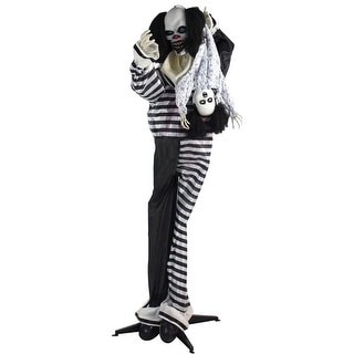 Life-Size Animatronic Talking Clown with Doll with Lights and Sound, Indoor or Covered Outdoor Halloween Decoration