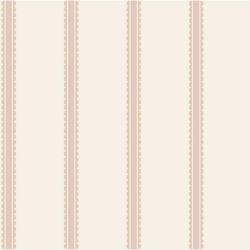 Advantage Bobbin Stripe Pink Scalloped Wallpaper